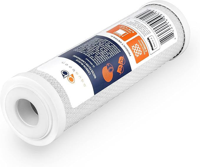 Aquaboon 5 Micron 10 x 2.5 Carbon Block Water Filter Cartridge CTO Whole House Water Filter Replacement Compatible with WHKF-WHWC, FXWTC, 6-PACK