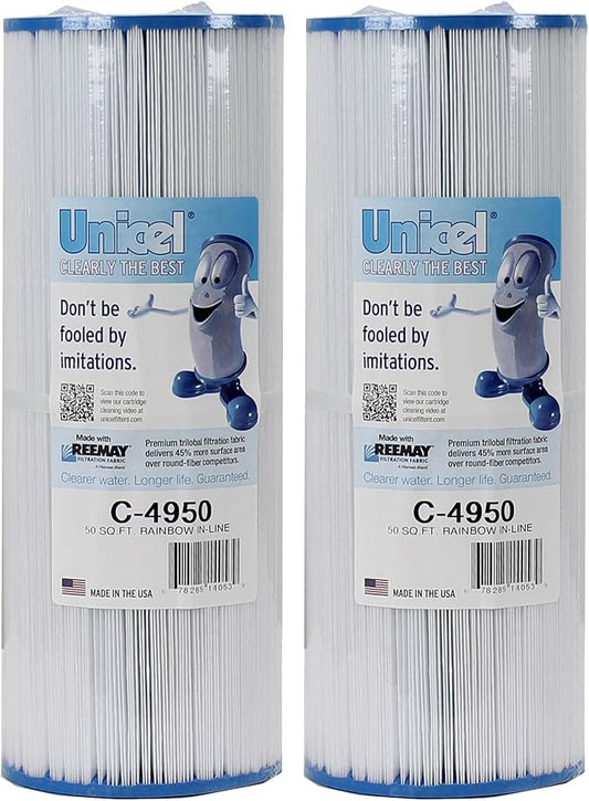 Unicel C-4950 50 Square Foot Media Replacement Pool Hot Tub Spa Filter Cartridge with 212 Pleats (2 Pack)