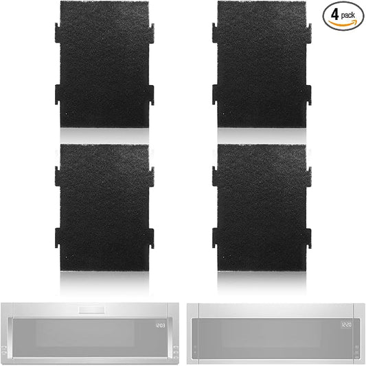 4PCS Replacement Microwave Charcoal Filters - Compatible with Whirlpool and Kitchen Aid Over The Range Microwave Hood Models YKMLS311, YWML55011, WML75011, WML55011HS