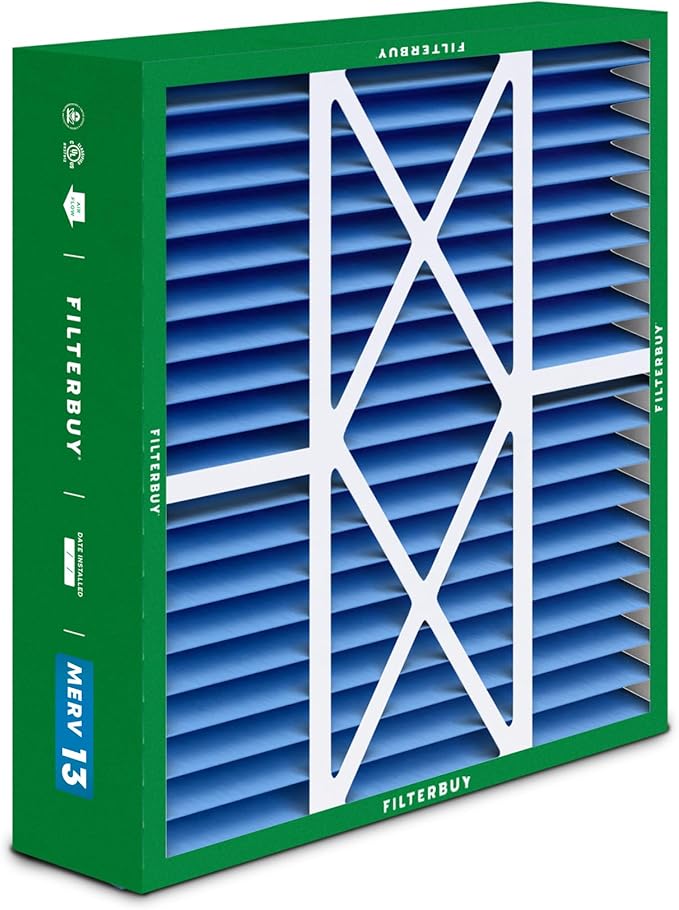 Filterbuy 16x20x5 Air Filter MERV 13 Optimal Smoke & Allergy Defense (4-Pack), Pleated HVAC AC Furnace Filters for Honeywell FC100A1003, Lennox X0592, and More (Actual Size: 15.75 x 19.75 x 4.38)