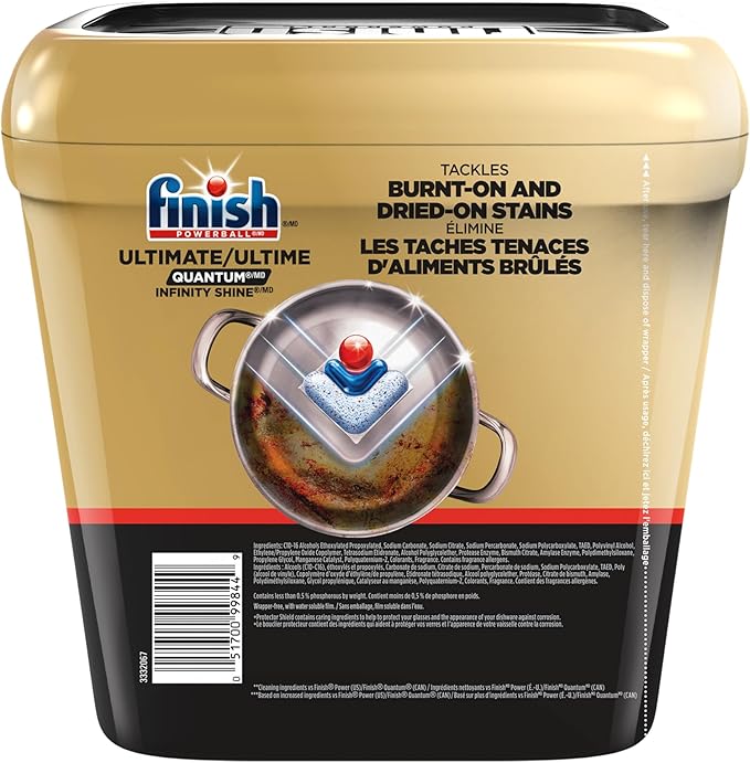 Finish Ultimate Quantum Infinity Shine Dishwasher Pods, New & Improved Formula, Dishwasher Detergent Dish Soap, Removes Burnt-On & Dried-On Stain, Fresh Scent, 62 Count