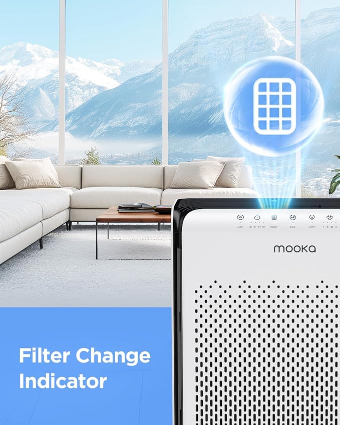 MOOKA 1 Pack M200L Air Purifier Filter Replacement, Official HEPA Filter for Pet Hair Dander Odor Smoke Pollen Dust, Activated Carbon Air Filters for Home Bedroom Office Living Room