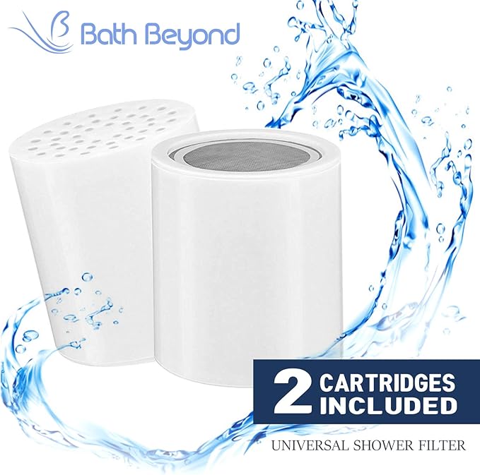 15-Stage Shower Filter Replacement Cartridge (Pack of 2) Shower Filter w/Vitamin C for Hard Water - Shower Water Filter Removes Chlorine Fluoride/Improves Condition of Your Skin, Hair