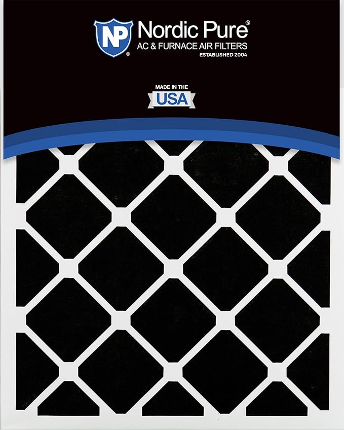 Nordic Pure 20x25x1 (Actual Size: 19 1/2 x 24 1/2 x 3/4) Pleated Air Filters MERV 14 Plus Carbon 4 Pack
