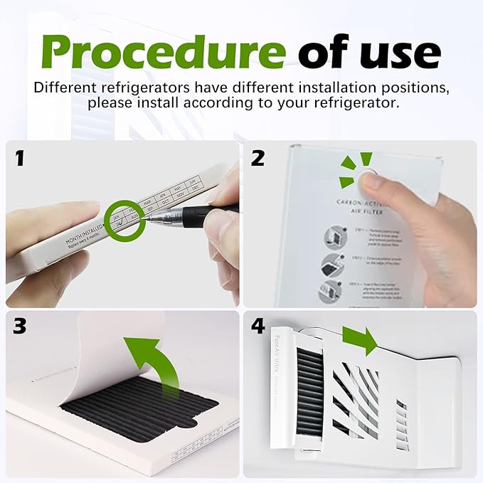3 Pack Refrigerator Air Filter Replacement for Frigidaire and Electrolux EAFCBF Fridge Replace 242061001, 242047801, 242047804, Effective Filtration with Activated Carbon Filter