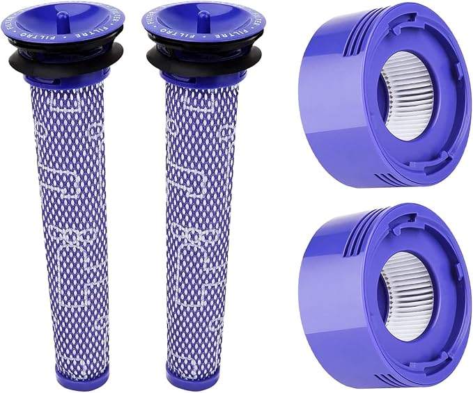 Hechuang Filters kit for Dyson V7, V8 Animal And Absolute Vacuum, 2 Pack Replacement Parts (DY-96566101) and 2 Pack Post- Filter (DY-96747801)