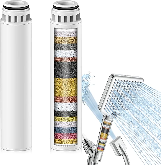Homlord Shower Filter Replacement Cartridge for Handheld Shower Head - 2 Pack Multi Stage Water Softener Filters for Hard Water - Remove Chlorine and Harmful Substances