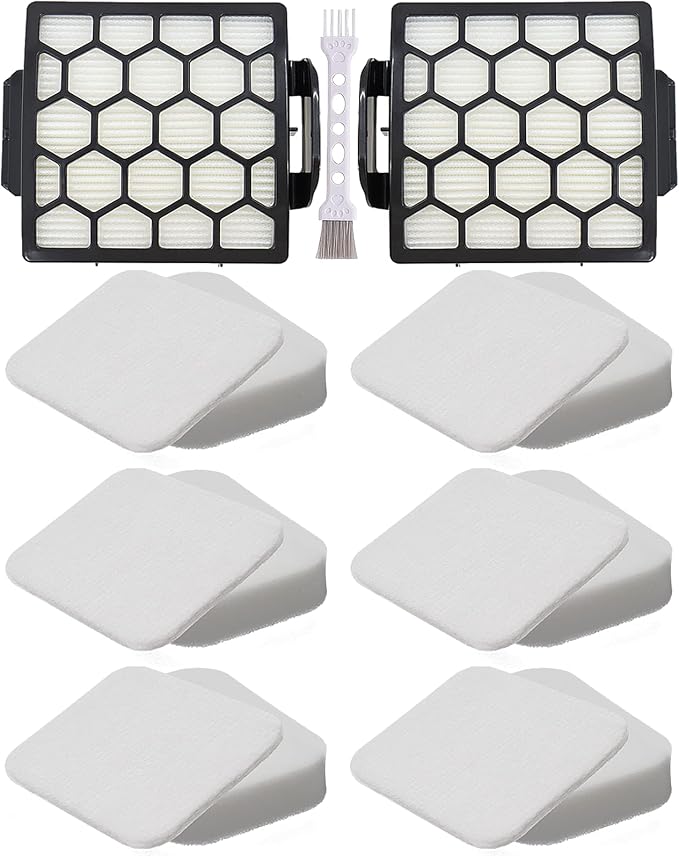 for Shark ZU62 ZU60 Navigator Zero-M Self-Cleaning Brushroll Pet Pro Upright Vacuum Replacement Filter Compare ZU62C NV150 NV151 NV251 NV255 Part 1238FT60 1239FT60,2 Filter 6 Foam 6 Felt Kit