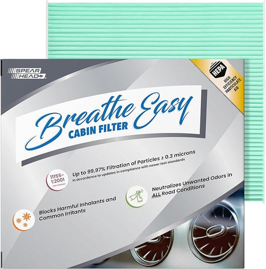 Spearhead HEPA Breathe Easy Cabin Filter, Up to 99.97% Filtration of 0.3 Micron Particles w/No Airflow Reduction (BE-809H)