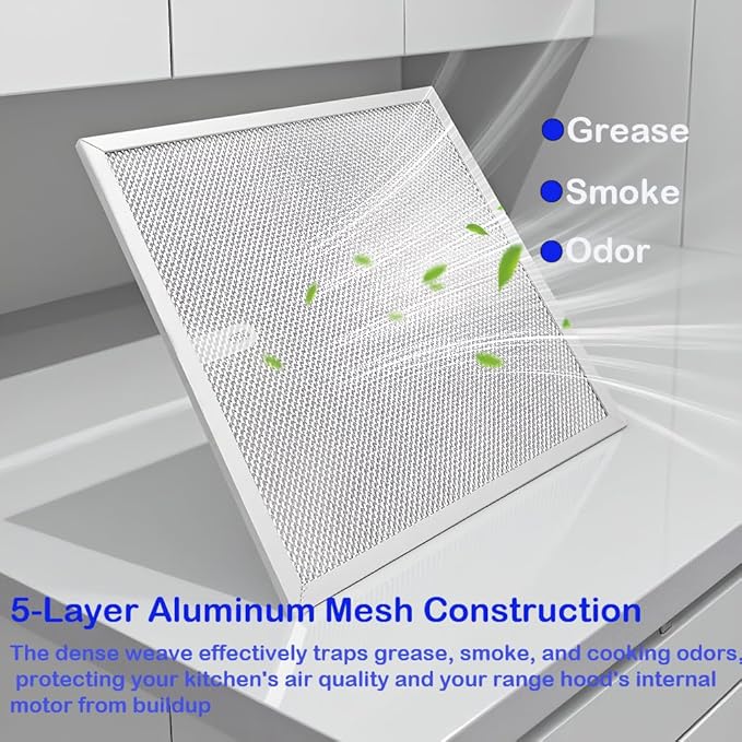 2 Pack S99010430-002 Range Hood Grease Filter Replacement | 15-3/4" x 13-7/8" | Compatible with Broan NuTone & Kenmore Kitchen Vents | High-Airflow Aluminum Mesh for Smoke & Odor Control