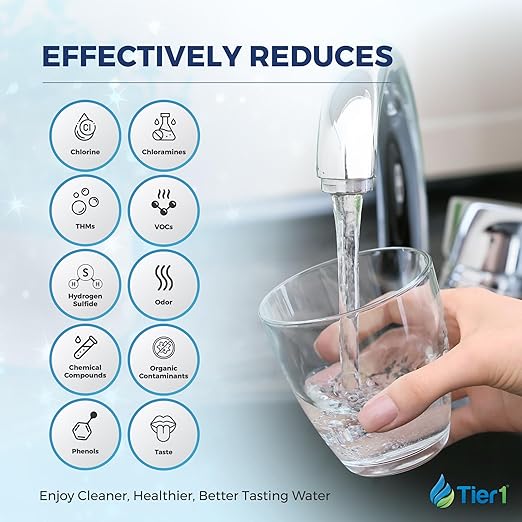 Tier1 Whole House Water Filter System | 900,000 Gallon Chloramine Reduction Capacity | Pre-Filled Upflow Tank with 1 Cu Ft Catalytic Granular Activated Carbon | Home Filtration System