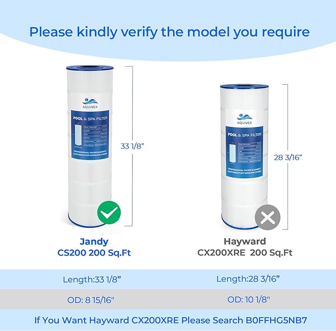 CS200 Jandy Pool Filter Cartridge, Compatible with Jandy CS200, R0462400, Pleatco PJANCS200, Ultral-B9, Filbur FC‑0823, Unicel C-8418, 1 Pack