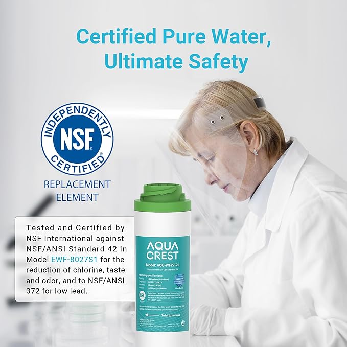 AQUA CREST FQK2J Under Sink Water Filter, Replacement for GE FQK2J, FQK1K, Compatible with GE GXK255TBN, NSF/ANSI 42 372 Certified, 1350 Gallons Dual Flow Drinking Water Replacement Filters, 4 Pack