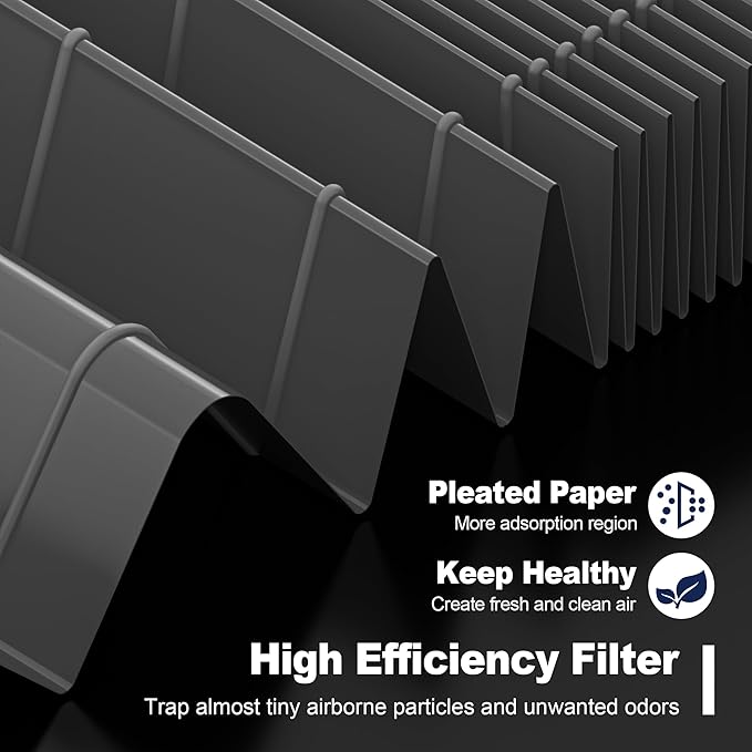 116130 Smoke Remover Replacement Filter H for Winix 5500-2 AM80 Plasmawave Air Purifier, High Efficiency Filter and Activated Carbon Filter Combo Pack, 2 Set, Black, For Home Office Livingroom Bedroom