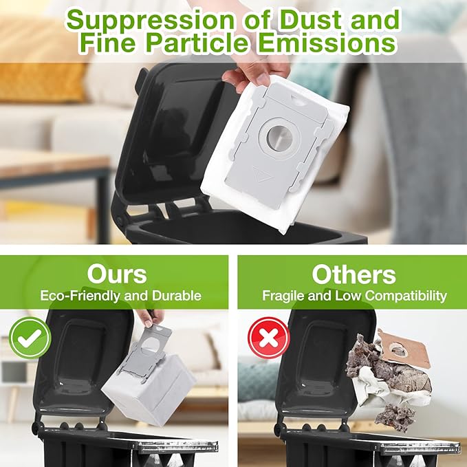 Rowhalf 16 Pack Vacuum Bags, Effective Dust Filtration,Compatible with iRobot Roomba i& s & j Series, for i3+, i4+, i5+, i6+,J6+, i7, i7+(7550) j7, j7+, i8+, J8+, J9+, s9+ Automatic Dirt Disposal Bags