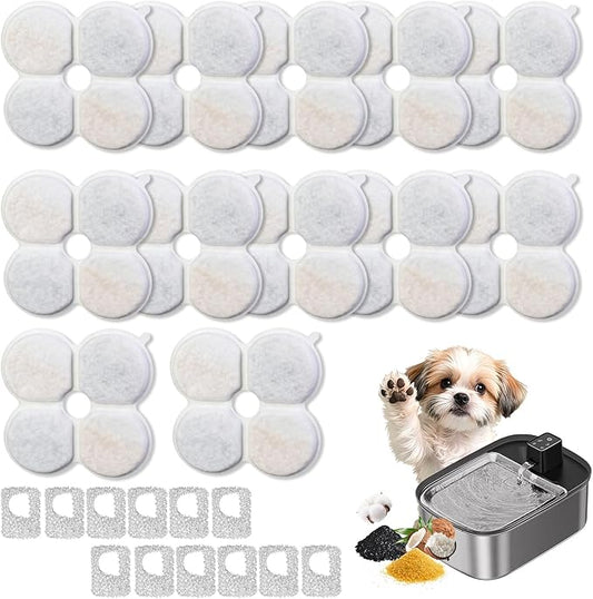 12+12 Pack Dog Water fountain Filters Compatible with Chumajor Wireless 7.5L/254oz/2Gal Dog Water Fountain, Multi-Layer Filtration for Large Dog Water Bowl Dispenser, Includes 12 Filters & 12 Sponges