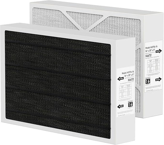 X6672 16x25x5 MERV 16 Filter Compatible with Lennox X6672 Merv 16 Home Furnace Filter for HVAC System, Part Number HCF16-16, (Actual Size: 15.75 x 24.75 x 4.37 In), 2 Pack
