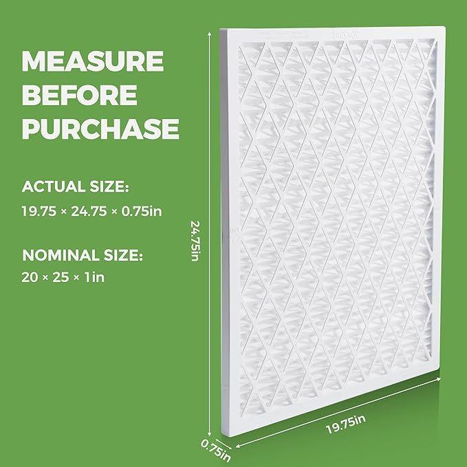 Reusable Air Filter Kit, MERV 8, Compatible with AC & Furnace System, Reusable & Washable 1 ABS Plastic Frame & 5 Replaceable Filter Media. (20x25x1in)