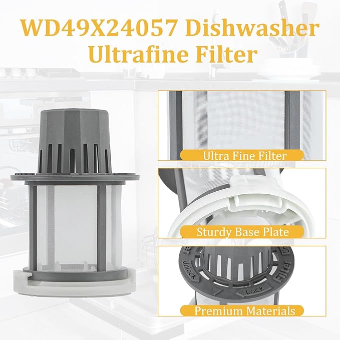 WD49X24057 Ge Dishwasher Filter Ultra Fine Filter Kit Compatible With General GE Dishwasher Filter Replacement WD12X10416 WD12X20107 WD12X21976 WD12X22560 WD12X23736 WD12X20340 WD12X21676 WD12X20549