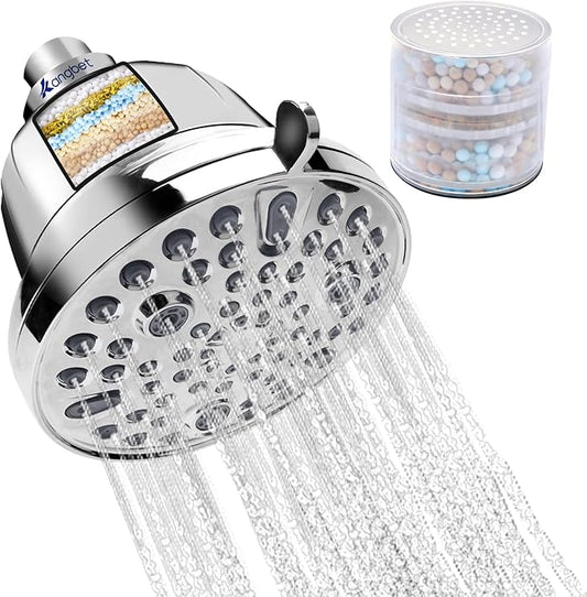 Filtered Shower Head - Water Softener Shower Head with Filter - Shower Filter for Hard Water Removes Chlorine and Harmful Substances for Healthier Hair Skin-Chrome