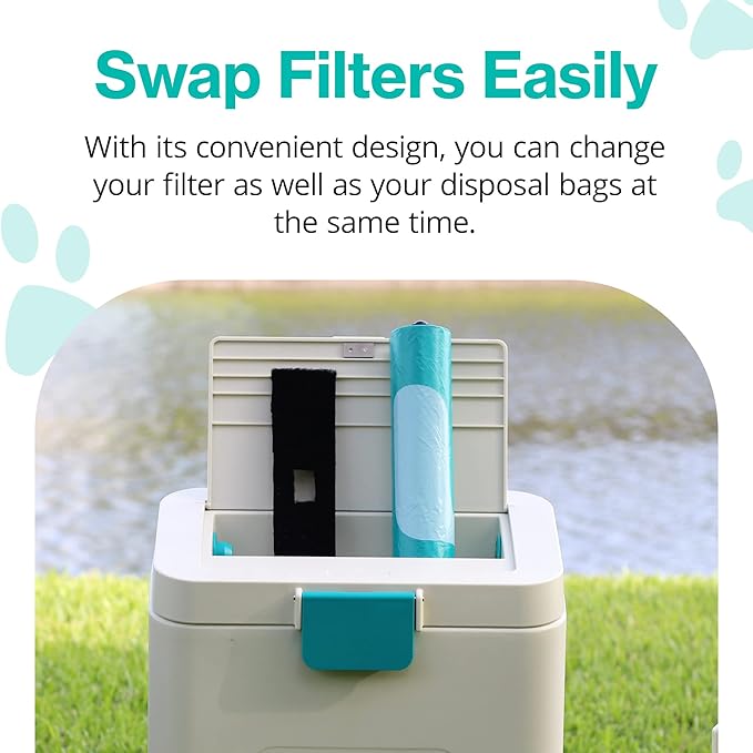 PawPail Activated Carbon Filter - Pet Odor Eliminator for Home, Litter Box, & Trash Can - Odor Absorber for Strong Odor - Lasts Up to 3 Months - For Pet Waste Station