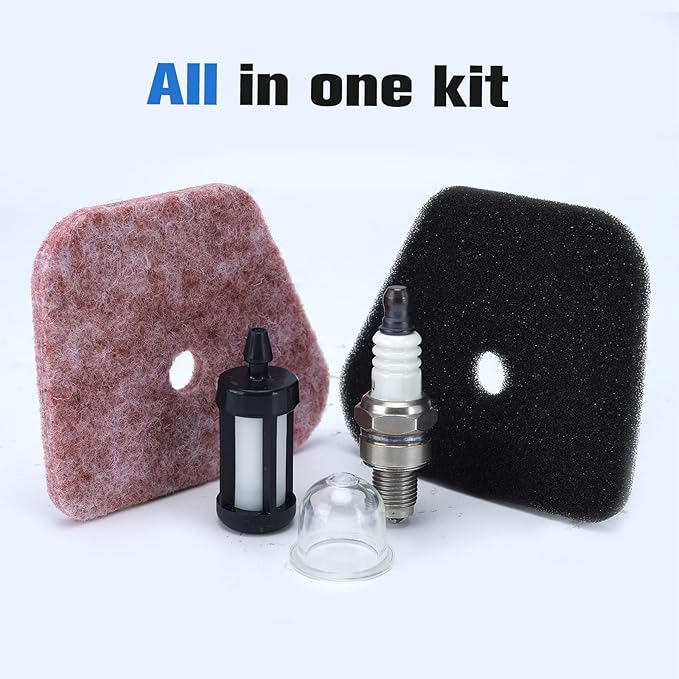 FS90r Air Filter Tune Up Kit Compatible with STHIL FS90 FS87 FS100 FS110 FS130 String Trimmer Model Parts FS90 Air Filter Replace 4180-120-1800 with fs90r Primer Bulb Fuel Filter Spark Plug
