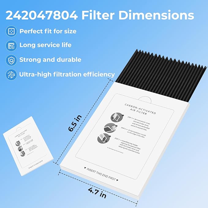 Refrigerator Air Filter Replacement for Frigidaire PAULTRA Pure Air Ultra and Electrolux EAFCBF Fridge Replace 242061001, 242047801, 242047804-6 Pack by Funmit