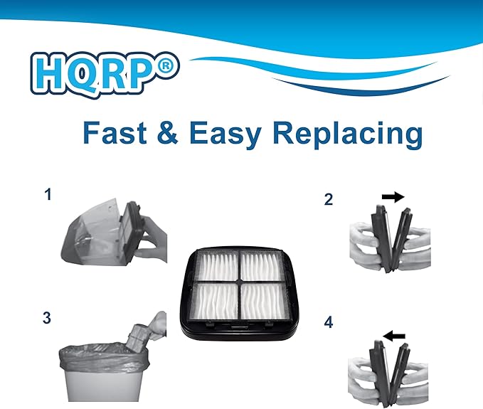 HQRP 2-pack Filter Assembly compatible with Bissell Auto-Mate 35V4, Pet Hair 33A1 27K6, CleanView 47R5 series Hand Vacs, parts 2037416 203-7416 2031432 203-1432 97D5 Replacement