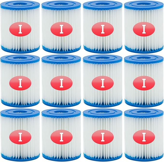 Type I Pool Filter Cartridge, 3.11 x 3.48 Inch Size I for Swimming Pool Filter,Pool Filter Pumps Universal Replacements (12 Pcs)