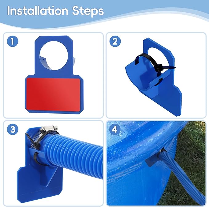 Replacement Pool Hoses for Above Ground Pools 1 1/4, 59"" Long Filter Pump Hose, 2 Packs Pool Pump Hose with 2 Hose Holders and 4 Metal Clamps (Blue)