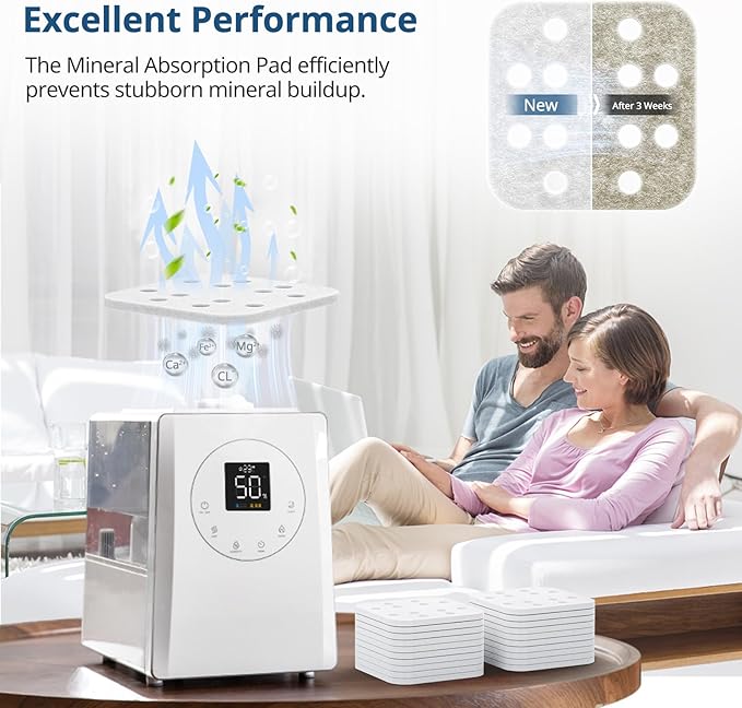 20-Pack Mineral Absorption Pad, Humidifier Replacement Filters Compatible with LEVOIT LV600S, LV600HH, OasisMist450S Humidifier, Works for Fine Particles in Water Tank, White