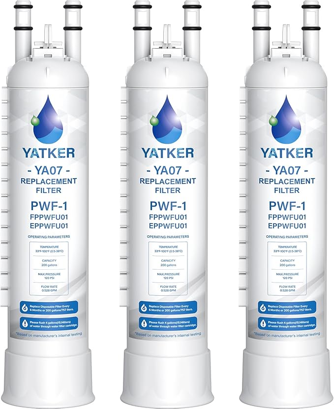 FPPWFU01 Water Filter Replacement for, Compatible with Frigidaire FPPWFU01 Water Filter, EPPWFU01 PureAdvantage PurePour PWF-1 (3 Pack)