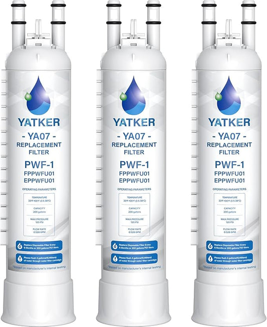 FPPWFU01 Water Filter Replacement for, Compatible with Frigidaire FPPWFU01 Water Filter, EPPWFU01 PureAdvantage PurePour PWF-1 (3 Pack)
