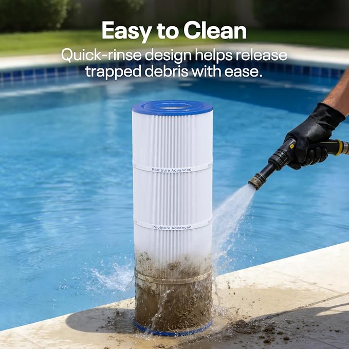 POOLPURE PLFPCC80 Pool Filter Replaces Pentair CCP320, Pleatco PCC80-PAK4, Ultral-A5, Unicel C-7470, R173573, Filbur FC-1976, 178580, 817-0081, Clean and Clear Plus 320, L x OD:20"x 7", 4X80 sq.ft.