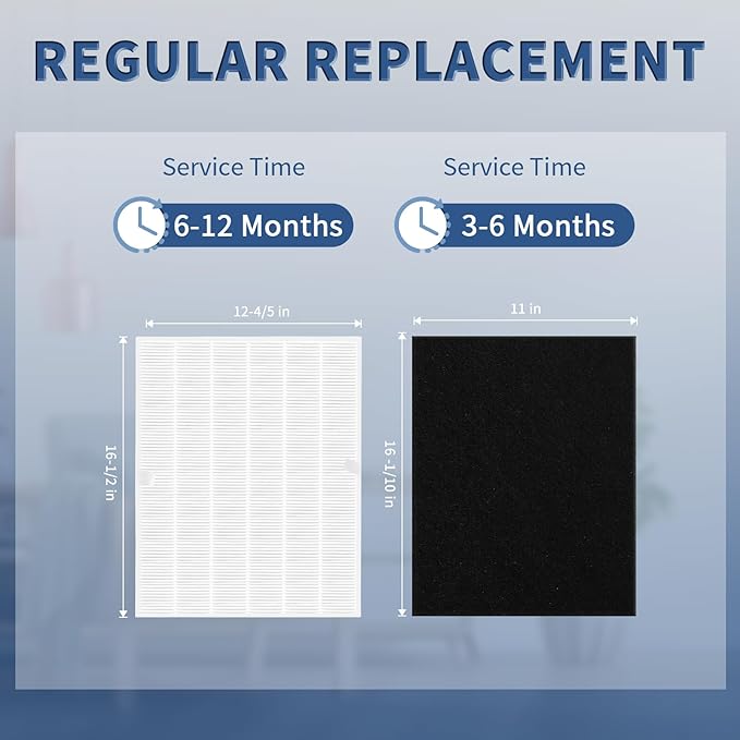 Funmit 115115 Replacement Filters A for Winix PlasmaWave Air Purifier C535, 5300-2, 6300-2, 5300, 6300, AM90, P300, 2 High-Efficiency Size 21 Filter + 8 Activated Carbon Pre-Filters