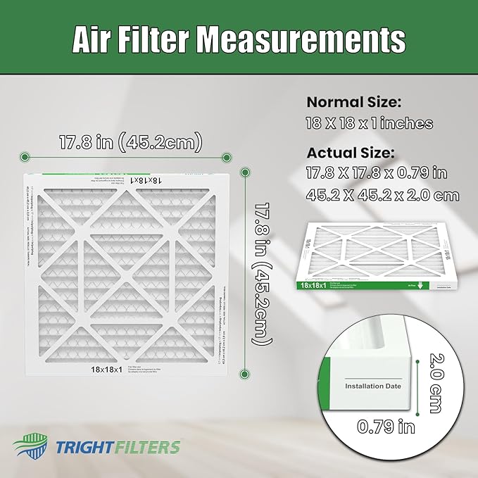 TRIGHTFILTERS 18x18x1 Air Filter 4 Pack, Durable MERV 8 Pleated Home HVAC AC Furnace Filters, Lightweight Compact Air Conditioner Filter Replacement