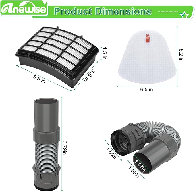 Anewise Vacuum Hose Filter Replacement Part for Shark Navigator Lift-Away Deluxe Vacuum NV352 NV350 NV351 NV380 UV440, 1 Nozzle Hose + 2 Pre-Felt + 1 Hepa Filter, Parts #193FFJ & XHF350 & XFF350