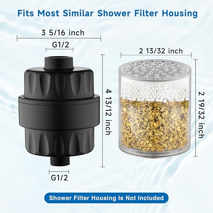 BRIGHT SHOWERS Shower Filter, High Output Shower Head Filter for Hard Water - Chlorine Reduction, Improves Skin & Hair, Universal Fit, Matte Black