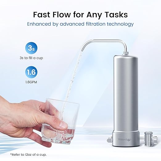 Waterdrop CFF-02 Alkaline Water Filter Replacement for Waterdrop WD-CTF-03/CTF-04, Up PH 1.5 to 2.5, Multi-Stage Water Filter, Reduces Heavy Metals, Bad Taste and Up to 99% of Chlorine