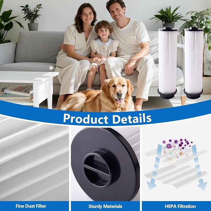 Gudotra 2 Pack Replacement HEPA Filter for Hoover Windtunnel Savvy Empower Vacuum Cleaner Washable and Reusable Type 201 U5266-900 Replaces Part 40140201 40140202 43611042 42611049