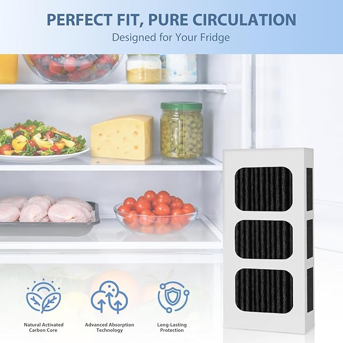 6 PACK Refrigerator Air Filter Replacement, Carbon Activated Filter for Paultra2, Compatible with Frigidaire Pure Air Ultra 2, and EAP12364179, 242047809, 242047805, 5303918847