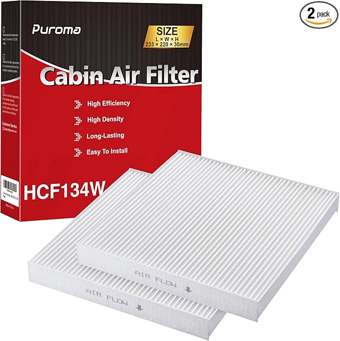 Puroma 2 Pack Cabin Air Filter with Multiple Fiber Layers, Replacement for CP134, CF10134, Honda Civic, CR-V, Odyssey, Pilot, Accord, Ridgeline, Passport and Acura CSX, ILX, MDX, RDX, TLX, RLX