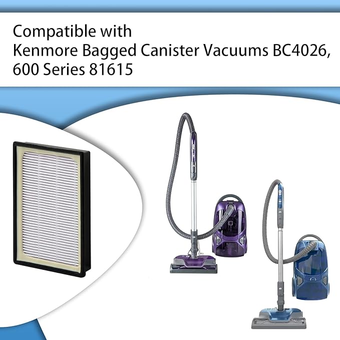 2 Pack EF-12 HEPA Filters Compatible with Kenmore 62731 52731 Canister Vacuum 81615, 81614, BC4026, Compare to Part# 591021101