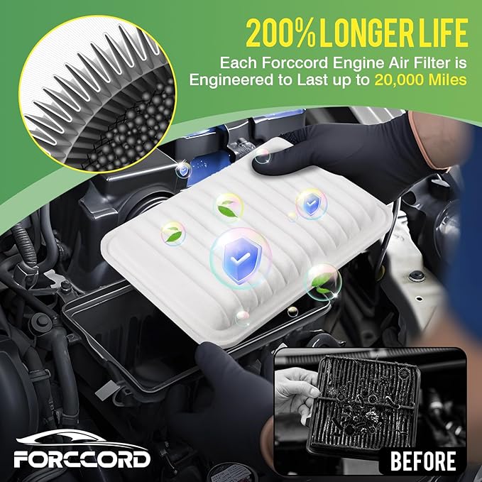 Cabin & Engine Air Filter Fit for Toyota Camry Hybrid (2007-2011), Highlander Gas (2008-2013) Activated Carbon Cabin Filter Replace#CF10285 CA9360 Car Accessories