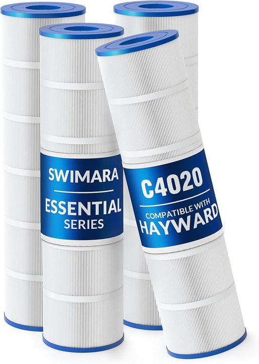Pool Filter Cartridge for Hayward Systems, Essential Series, Replacement for CX870XRE PA100N, Compatible with SwimClear C4020 C4000, Cylindrical Fabric, 400 Sq. Ft., 4-Pack