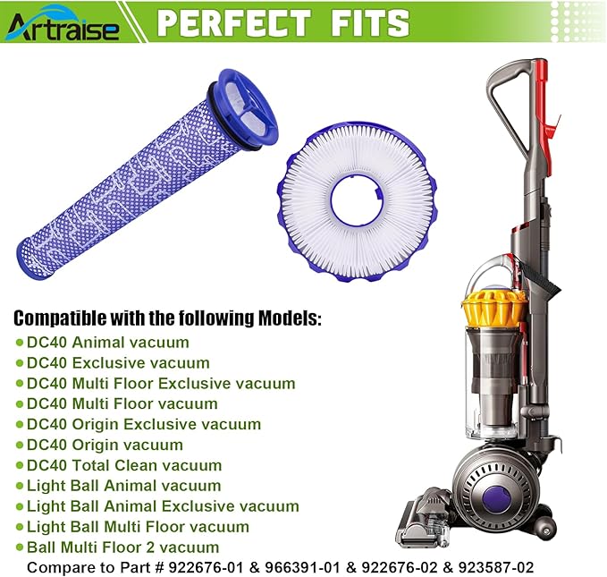 Artraise Filter Kits for Dyson DC40 Filter Replacement,3 pcs HEPA Post-Motor Filter & 3pcs Pre-Motor Filter, Compatible with Dyson DC40 Vacuums Replaces Part # 923587-02 & 922676-01
