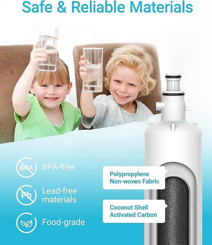 AQUA CREST AQF-FF19C Replacement for GE® RPWFE®, RPWF (with CHIP) Refrigerator Water Filter, Compatible with GYE22HMKES, GYS22GMNES, GYE22HBLTS, DFE28JSKSS, GFE28HMHES, GNE29GYNFS, 4 Filters