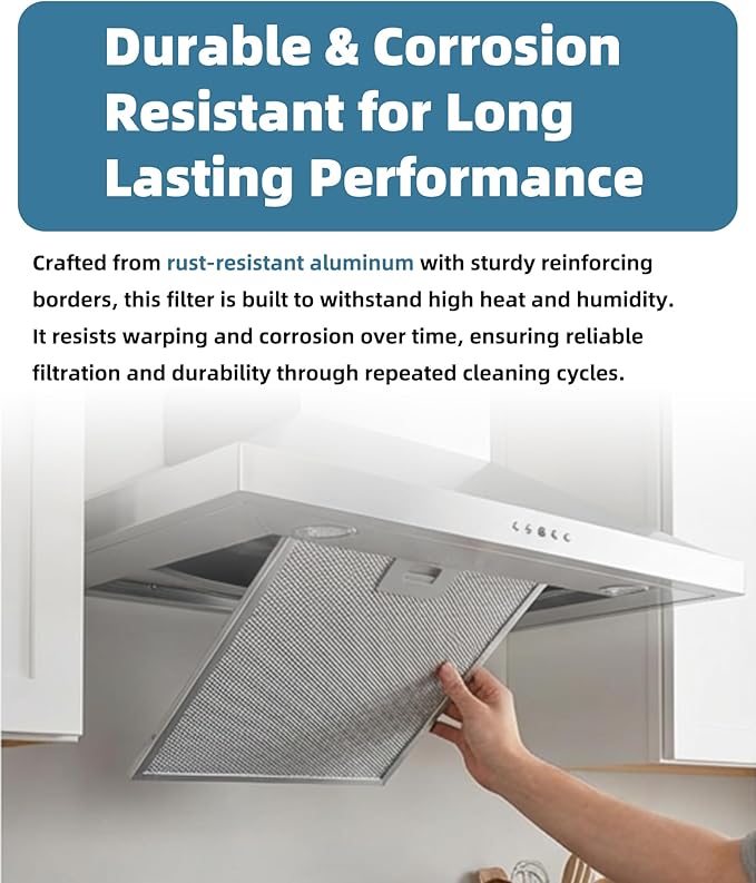 2-Pack Newly Upgraded Universal Range Hood Grease Filter, 12-5/9" x 10-1/5" (12.56”x10.2”) Aluminum Mesh Filter – 5-Layer Design for Most Standard Kitchen Vent Hoods, Easy to Clean & Dishwasher Safe