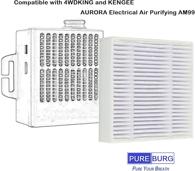 PUREBURG Replacement Filter Compatible with AURORA, 4WDKING, KENGEE, TILKOM Electrical Air Purifier AM99, Pack of 6, H13 True HEPA For Air Clean Dust