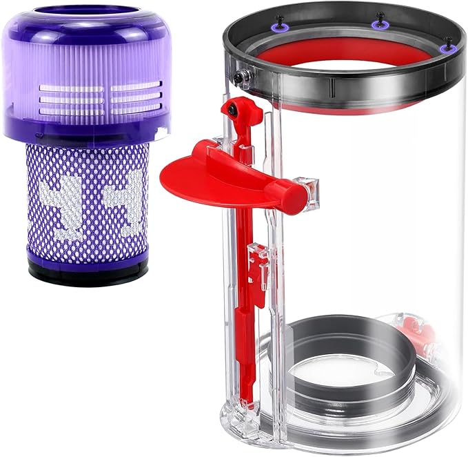Upgraded Dust Bin Replacement Compatible With Dyson V11 V15 ONLY Fit SV14 SV15 SV22,1 Canister Bin for Part no.970050-01 and Part no.965443-01 with 1 HEPA Filter NOT for V10 V8 V7